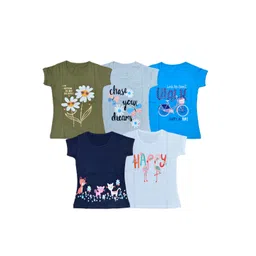 FAZZA Girls Pack Of 5 Printed Cotton Casual T-shirts-picture-24
