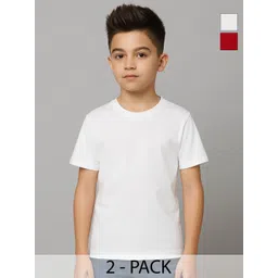 FBAR Boys Pack Of 2 Round Neck Regular Sleeves Pure Cotton Regular Fit T-shirts-picture-49