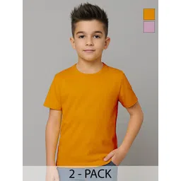 FBAR Boys Pack of 2 Solid Round Neck Cotton T-shirts-picture-13