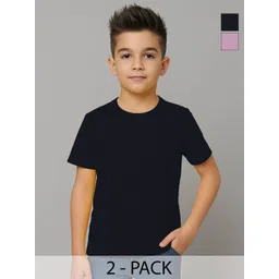 FBAR Boys Pack of 2 Solid Round Neck Cotton T-shirts-picture-14