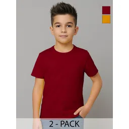FBAR Boys Pack of 2 Solid Round Neck Cotton T-shirts-picture-35