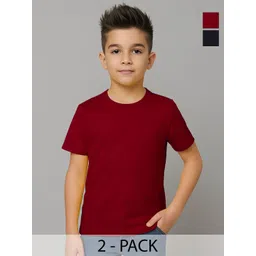 FBAR Boys Pack of 2 Solid Round Neck Cotton T-shirts-picture-23
