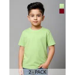FBAR Boys Pack of 2 Solid Round Neck Cotton T-shirts-picture-16