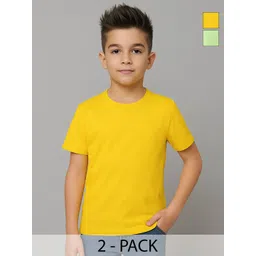 FBAR Boys Pack of 2 Solid Round Neck Cotton T-shirts-picture-10