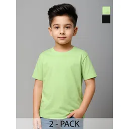 FBAR Boys Pack of 2 Solid Round Neck Pure Cotton T-shirts-picture-25