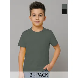 FBAR Boys Pack of 2 Solid Round Neck Pure Cotton T-shirts-picture-26