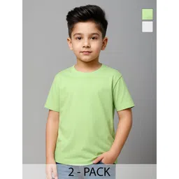 FBAR Boys Pack of 2 Solid Round Neck Pure Cotton T-shirts-picture-33