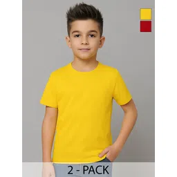 FBAR Boys Pack of 2 Solid Round Neck Pure Cotton T-shirts-picture-34