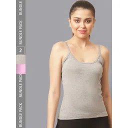 FBAR Pack Of 2 Non-Padded Bio Wash Pure Cotton Camisoles-picture-30