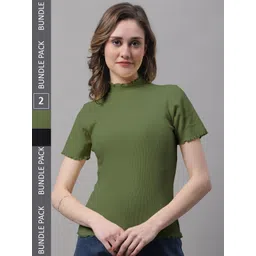 FBAR Pack Of 2 Turtle Neck Ribbed Cotton Top-picture-19