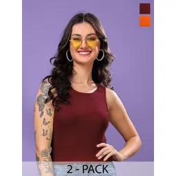 FBAR Women Pack of 2 Cotton Ribbed Tank Crop Top-picture-28