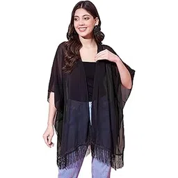fbella Women Black Chiffon Shrug-picture-11