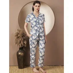 Fbella Women Floral Printed Pure Cotton Night suit-picture-19