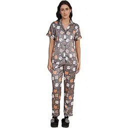 fbella Women Grey Panda Print Satin Night Suit-picture-54