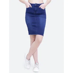 FCK-3 Denim A-Line Above Knee Skirts-picture-33