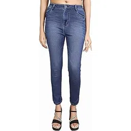 fck-3 Stretchable Material Ankle Length Single Button Closure Ripped Denim High Rise Regular Fit Jeans for Women-picture-31