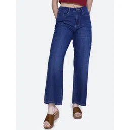 FCK-3 Women Dragon Wide Leg High-Rise Light Fade Clean Look Stretchable Jeans-picture-17