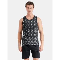 FCUK Black Cotton Print Sleeveless Vests-picture-41