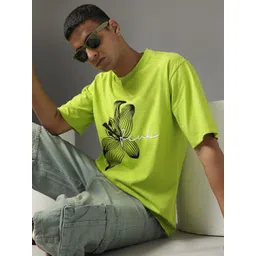 FCUK Graphic Printed Drop-Shoulder Sleeves Pure Cotton Relaxed Fit T-shirt-picture-24