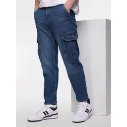 FCUK Men Loose Fit Light Fade Stretchable Cargo Jeans-picture-10