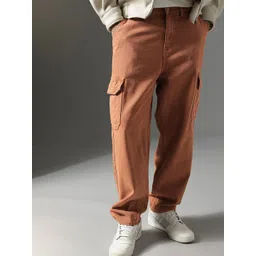 FCUK Men Loose Fit Mid-Rise Cargo Style Pure Cotton Jeans-picture-17