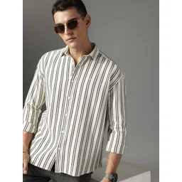 FCUK Pure Cotton Striped Drop-Shoulder Sleeves Relaxed Fit Casual Shirt-picture-12