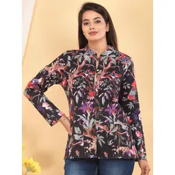 FCV Women Floral Printed Reversible Festive Cotton Tailored Jacket-picture-12