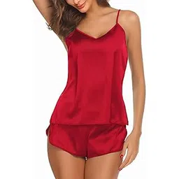 febeul Babydoll Sexy Silk Pajamas for Women Satin Pajamas Set Lingerie Camisole Pajamas Cami Shorts Set Nightwear Honeymoon Dress-picture-36