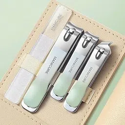 FEBLICH Manicure Set 4Pcs Portable Nail Clipper Set With Nail File & Pointed Straight Nail Clipper PU Storage Bag, Portable Grooming Kit For Men & Women Travel-Friendly Nail Care Set (4Pcs Pouch)-picture-17