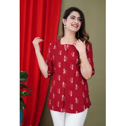 febq Casual Regular Sleeves Printed Women Gold Top-picture-12