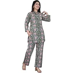 febq Women's Designer Print Co-Ord Set Relaxed Fit for Women| Two Piece Co Ord Set Top & Pant |Casual Co Ords Women Wear Fashionable for Party-picture-48