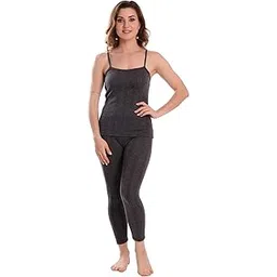 feby Thermal Inner Wear for Women Set Top and Pyjama Set (L, Black)-picture-52
