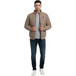 fedappario Men’s Woven Padded Jacket Full Zip High Neck Winter Wear Lightweight Casual Outerwear-picture-26