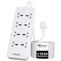 FEDUS Extension Board Cord 10 m Cable Length 2500 W 8 Universal Sockets with MOV, OLP Protection 3 Core-picture-40
