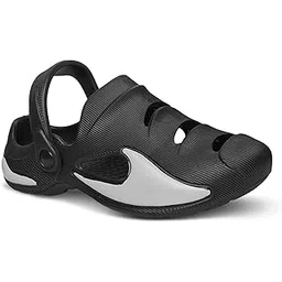 feel time Men’s Lightweight EVA Clogs with Back Strap | Anti-Skid Comfortable Sandals for Men | Breathable, Soft & Water-Friendly Slip-On Clog Shoes Black Grey-picture-26