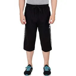 feel track Men Cotton Casual Three Fourth Shorts Black Pack of 1-picture-35