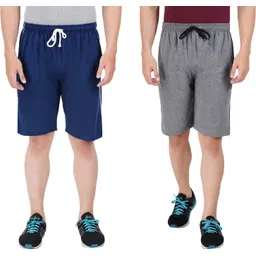 feel track Pack of 2 Solid Men Blue, Grey Regular Shorts-picture-17