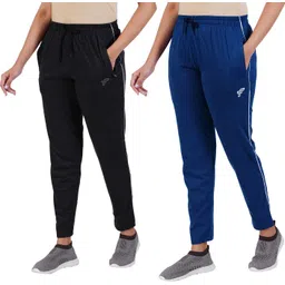 feel track Pack of 2 Women Solid Blue, Black Track Pants-picture-12