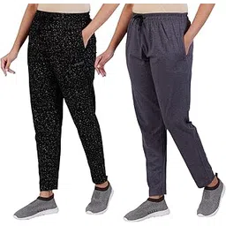 feel track Women Cotton Regular Fit Printed Track Pants (Pack of 2)-picture-15