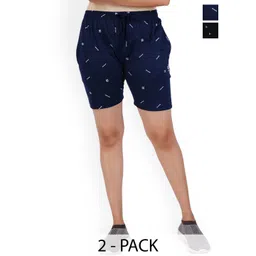 FEEL TRACK Women Pack of 2 Printed Cotton Shorts-picture-12