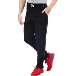 feel track Men Solid Black, Blue Track Pants image 4