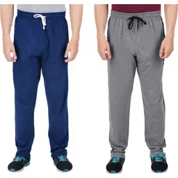 feel track Men Solid Blue, Grey Track Pants image 1