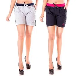 feelblue Stylish Cotton Hot Pants for Women Ideal for Cycling, Gym, Yoga(Navy Blue and Royal Blue, Pack of 2)-picture-50
