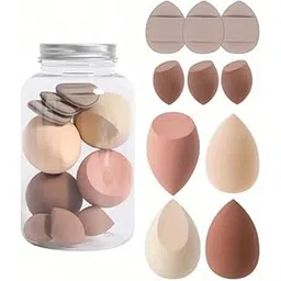 10Pcs Makeup Sponges Set With Storage Jar,Including 4 Blenders, 3 Mini Beauty Blenders, 3 Mini Finger Cushions For Liquid, Cream & Powder, Multicolor Makeup Sponge Set for All types Of Skin-image-37