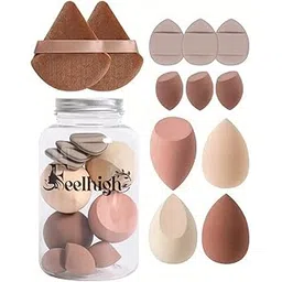 12Pcs Makeup Sponges Set With Storage Jar,Including 4 Blenders, 3 Mini Beauty Blenders, 3 Mini Finger And 2 Triangle Shape Cushions For Liquid, Cream & Powder, Multicolor Makeup Sponge Set for All types Of Skin-image-40