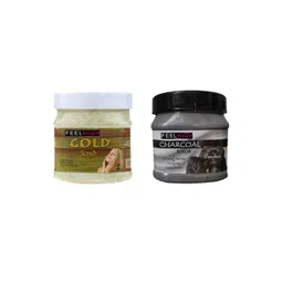 FEELHIGH Set Of 2 Charcoal & Gold Scrub For Face & Body Exfoliators 500 ml Each-picture-29