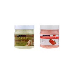 feelhigh Set Of 2 Gold Scrub & Strawberry Scrub For Face & Body 500 ml Each-picture-34