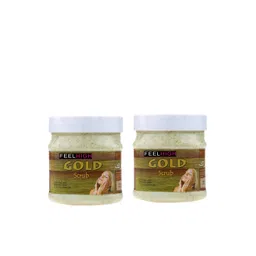 FEELHIGH Set of 2 Gold Scrub with Almond & Carrot Seed Oil for Face & Body - 500 ml Each-picture-11