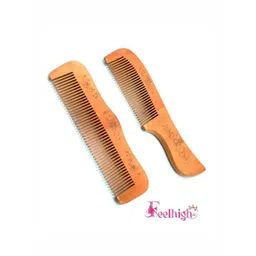 FEELHIGH Set Of 2 Neem Wood Broad Tooth Anti-Dandruff Combs-picture-27