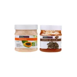 FEELHIGH Set Of 2 Papaya Scrub & Coffee Gel Scrub For Face & Body Exfoliators 500 ml Each-picture-30